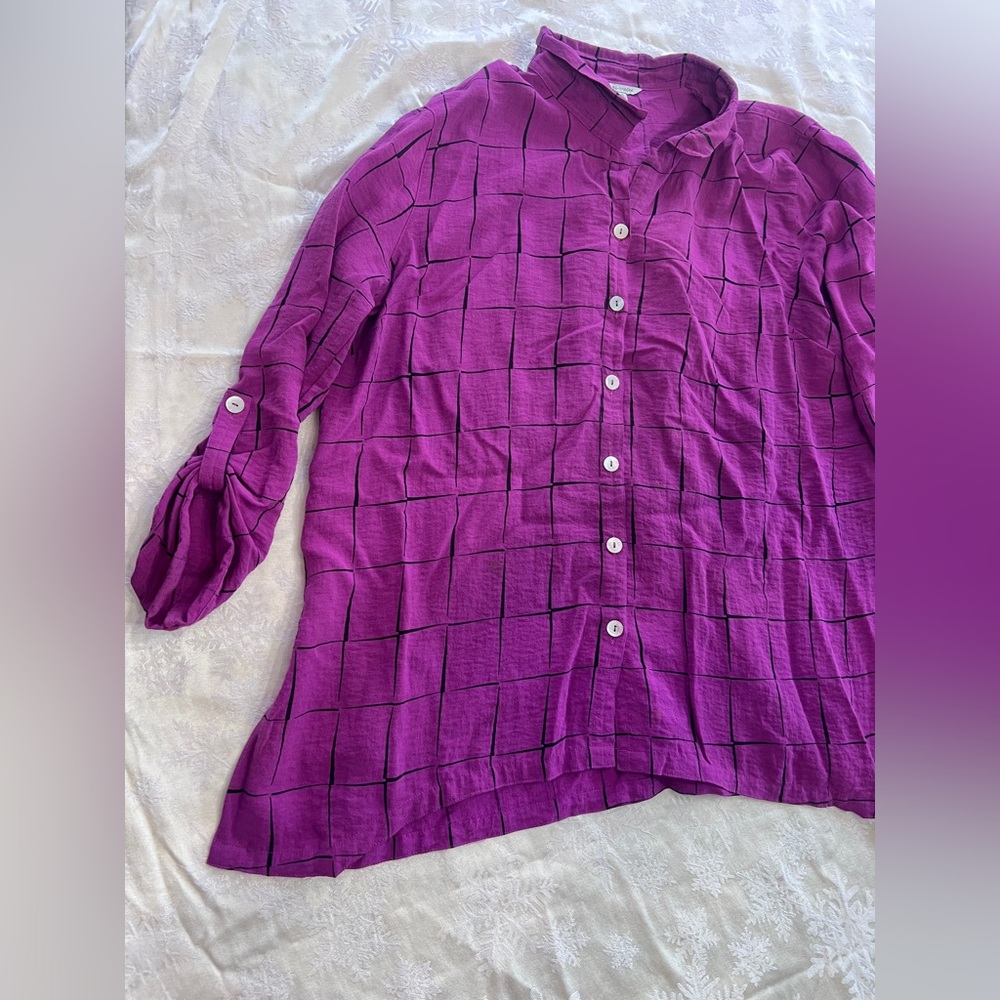 John Mark Magenta Grid Pattern Shirt